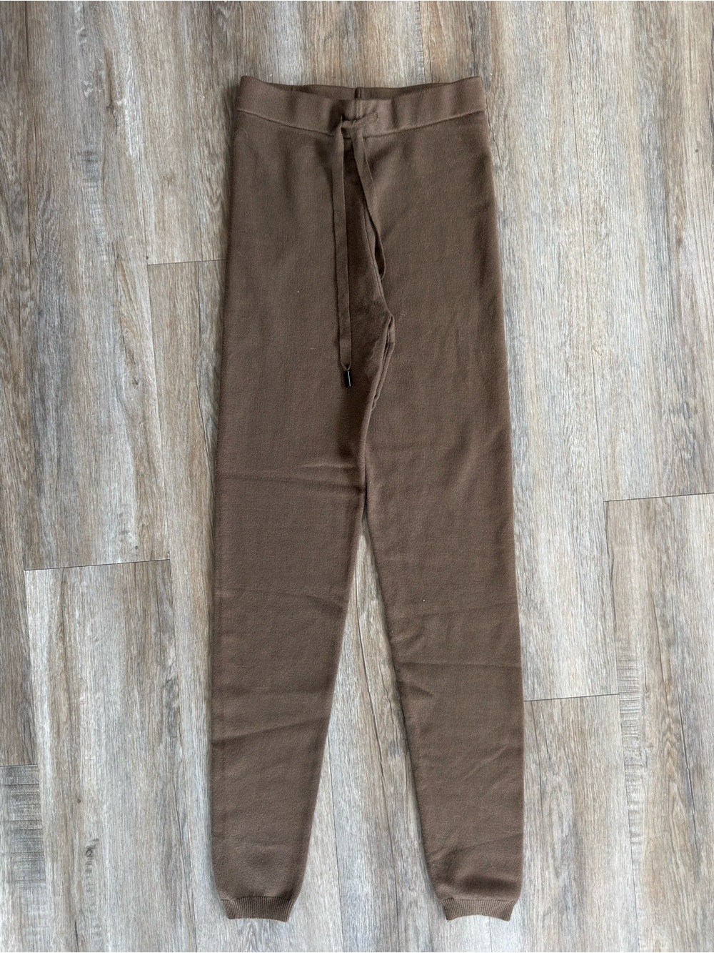 Vivid NY Brown Knit Jogger Leggings with Drawstring Waist - size Small